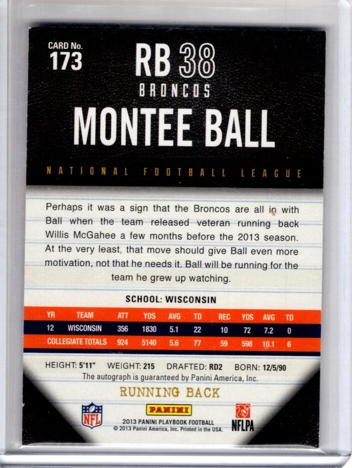 MONTEE BALL 2013 Panini Playbook Rookie AUTO / AUTOGRAPH /25 - Image 2 of 2