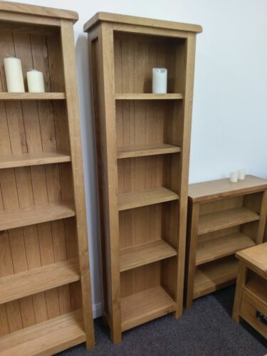 Narrow Bookcase Tall Shelving Unit, Rustic Oak Narrow Bookcase