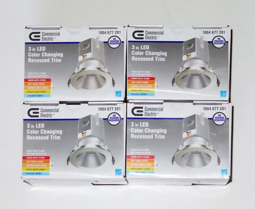 New 4-Pack Commercial Electric 3" LED Color Selectable Downlight Recessed Light