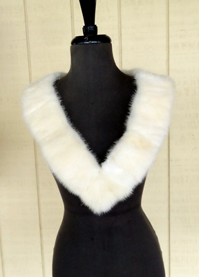 Genuine Mink Fur Scarf Boa Shawl Collar Wrap Blond Champagne White 43''x3.4'' Mint