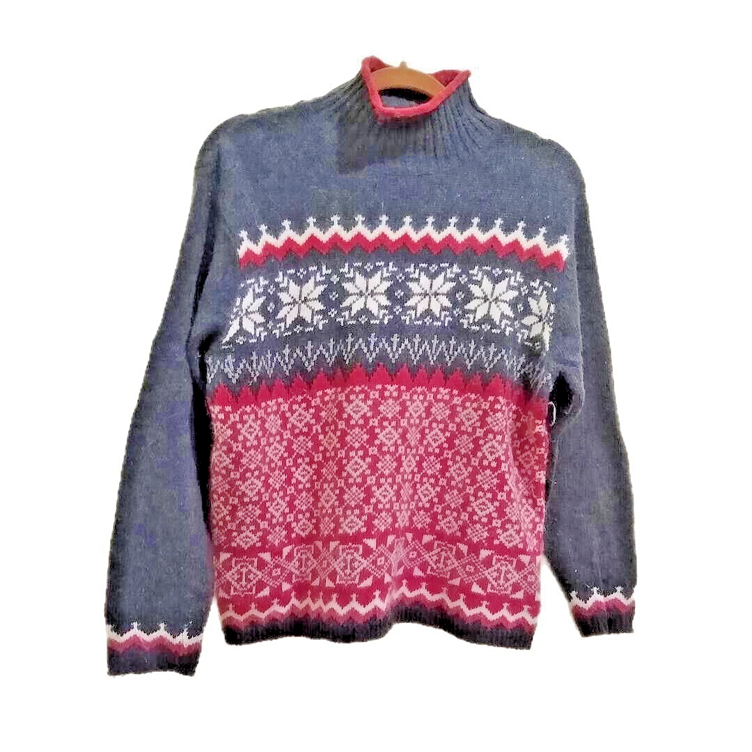 J. J. Poole Sweater Women's Medium Gray Snowflake Vintage Sweater eBay