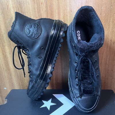 Converse Chuck Taylor Lift Platform Ripple Black Leather High Top Womens UK  UK