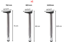 Adjustable Breakfast Bar Worktop Table Kitchen Leg 710/820/1100mm Brushed Chrome
