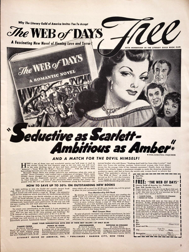 PRINT AD The Web of Days Romantic Novel 1948 Literary Guild Book Club - Picture 2 of 2