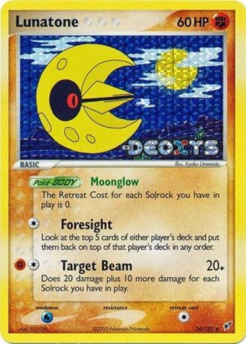 Lunatone - 36/107 - Pokemon Ex Deoxys Reverse Holo Card LP