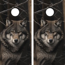 FADEPROOF Cornhole Board Wraps Laminated / Wolf Portrait /