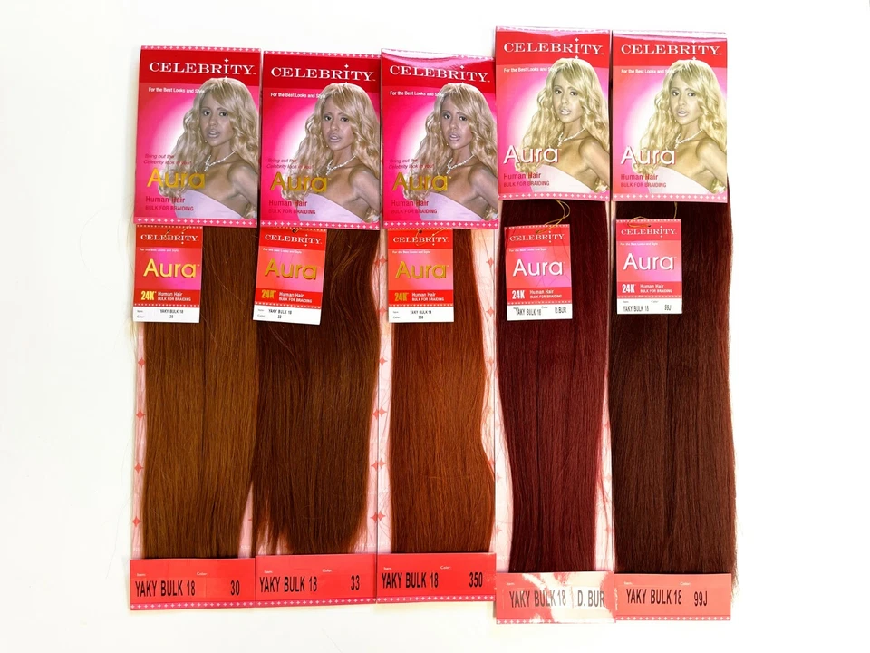 Cabello humano mezclado yaki recto a granel para trenzar 16-20"" (32 colores) Foto 2 de 4