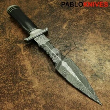 13"Custom Hand Forged Damascus Steel Rare Hunting Knife / Buffalo Horn Handle