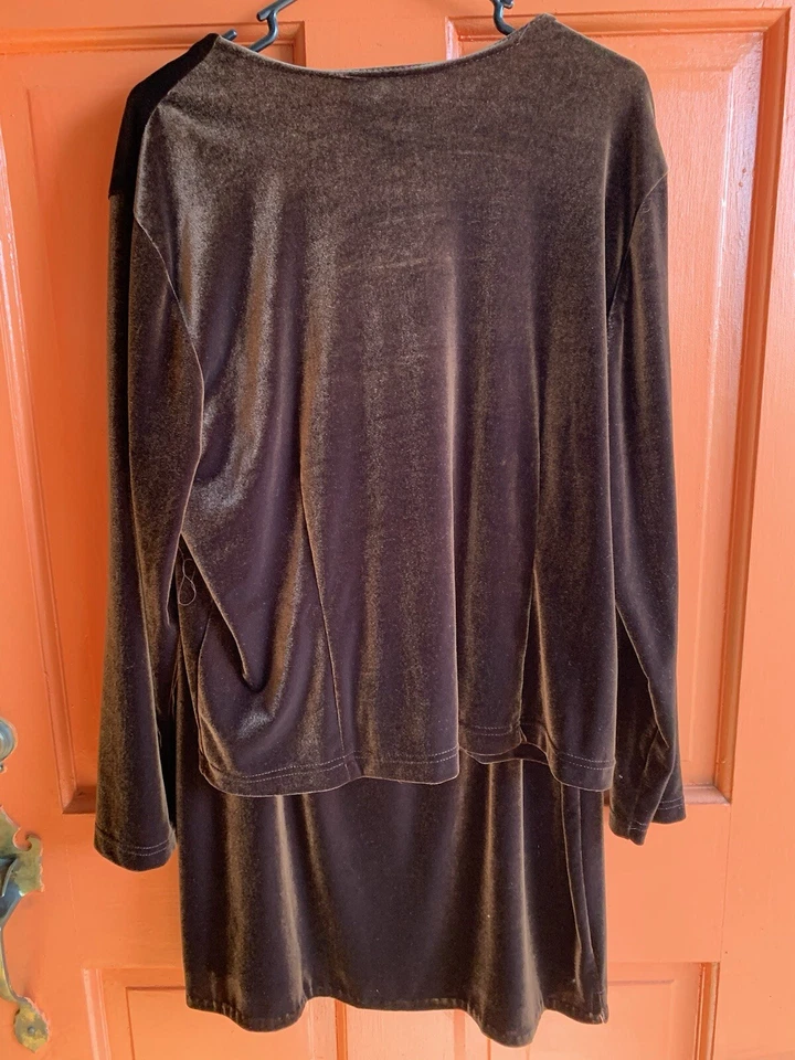 Conjunto Falda Apparenza Vintage 2 Piezas Talla L Marrón Terciopelo Elástico Botones Delanteros Foto 4 de 4