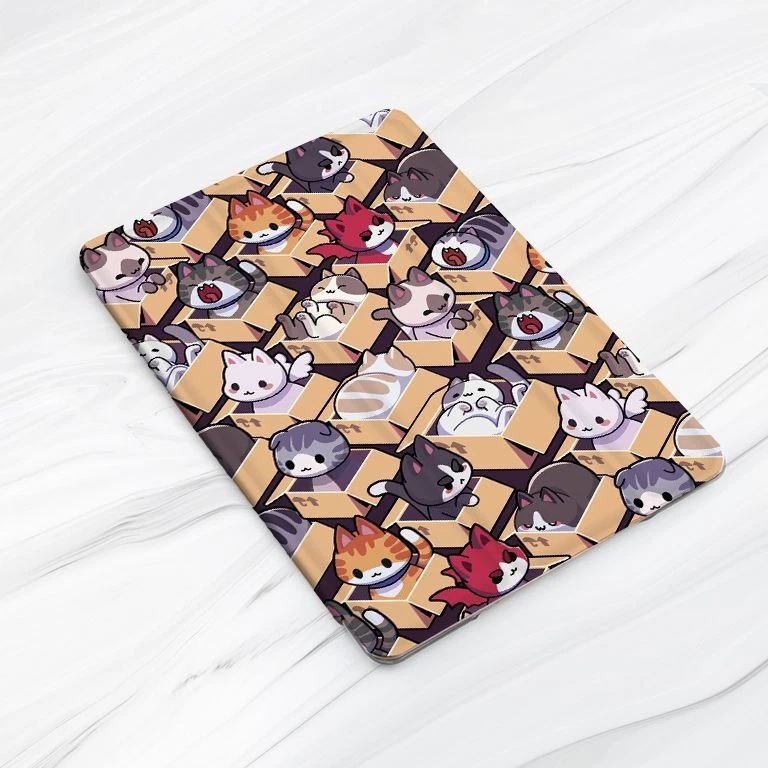Cute Cats Boxes Kawaii Animal Case For iPad 10.2 Air 3 4 5 Pro 9.7 11 12.9 Mini - Image 3 of 4