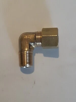 Brass Compression Elbow Union 1/8 Npt Male - 1/4 Od Adapter Rubber Nylon Tube - image 1 of 2