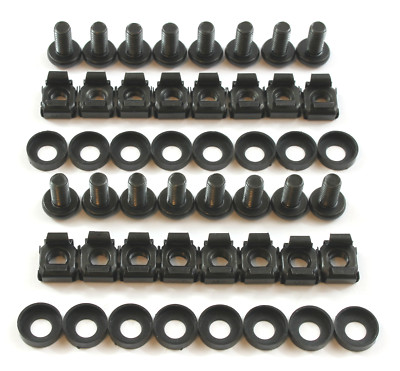16 x schwarze M6 Rackmontage Muttern Schrauben & Kunststoffkappenscheiben Pro Audio 19'' Studio