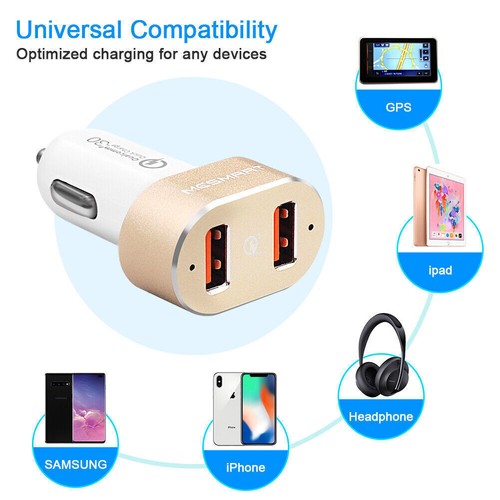 USB C Car Charger QC3.0 Fast Charging Phone Charger Dual Port For iPhone Samsung - Picture 13 of 30