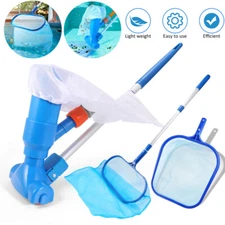 Handheld Vacuum Swimming Pool Cleaner Skimmer Leaf Rake Net Spa Pond Cleaner Kit