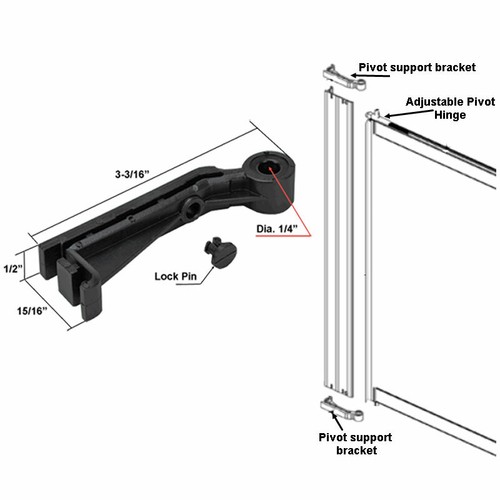 Replacement Pivot Support Bracket with Lock Pin for Framed Swing Shower