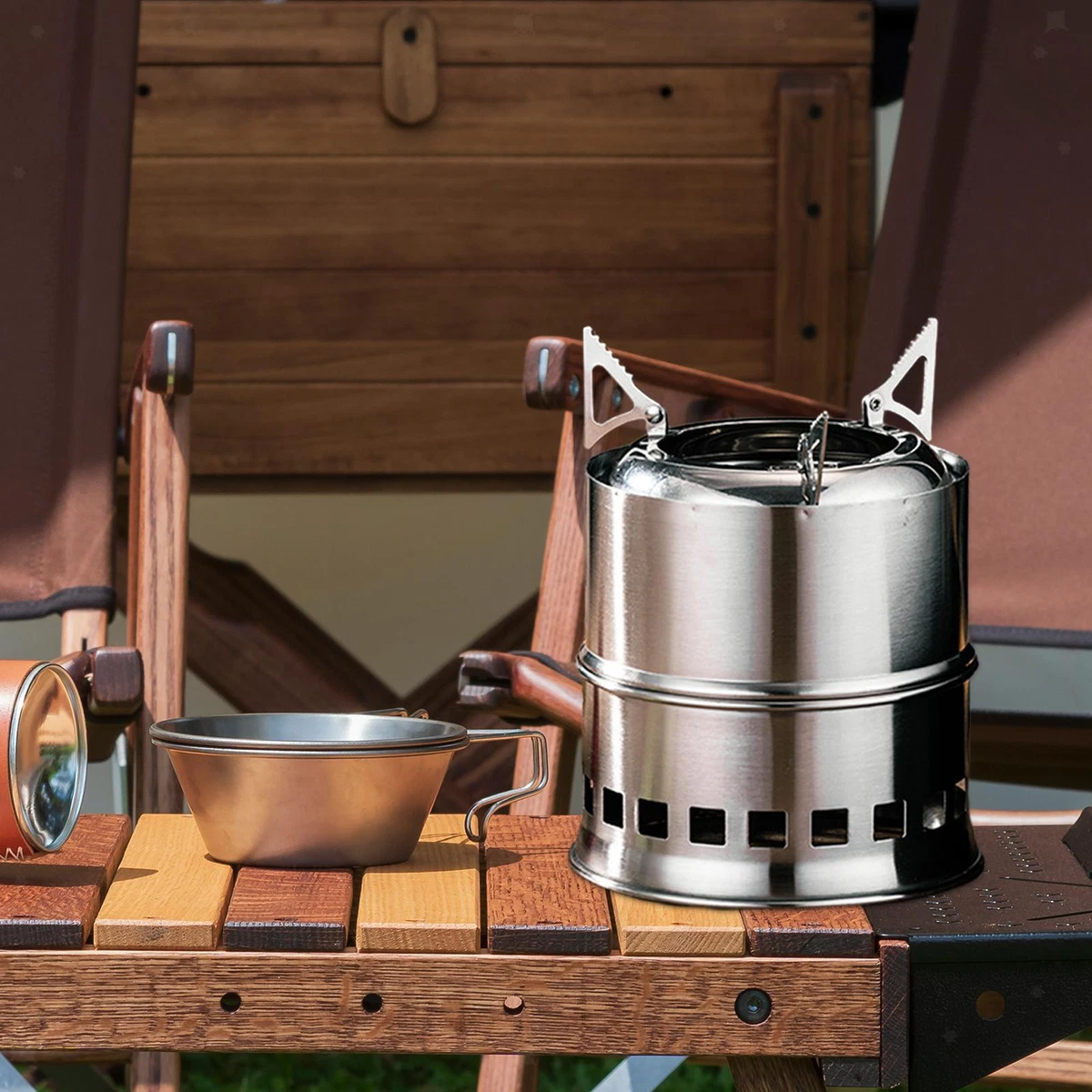 Camp Stove Portable Compact Folding Wood Stove for Traveling Picnic  Survival | eBay