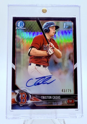 2018 Bowman Draft Chrome Black Refractor Auto 43/75 Triston Casas Rookie RC