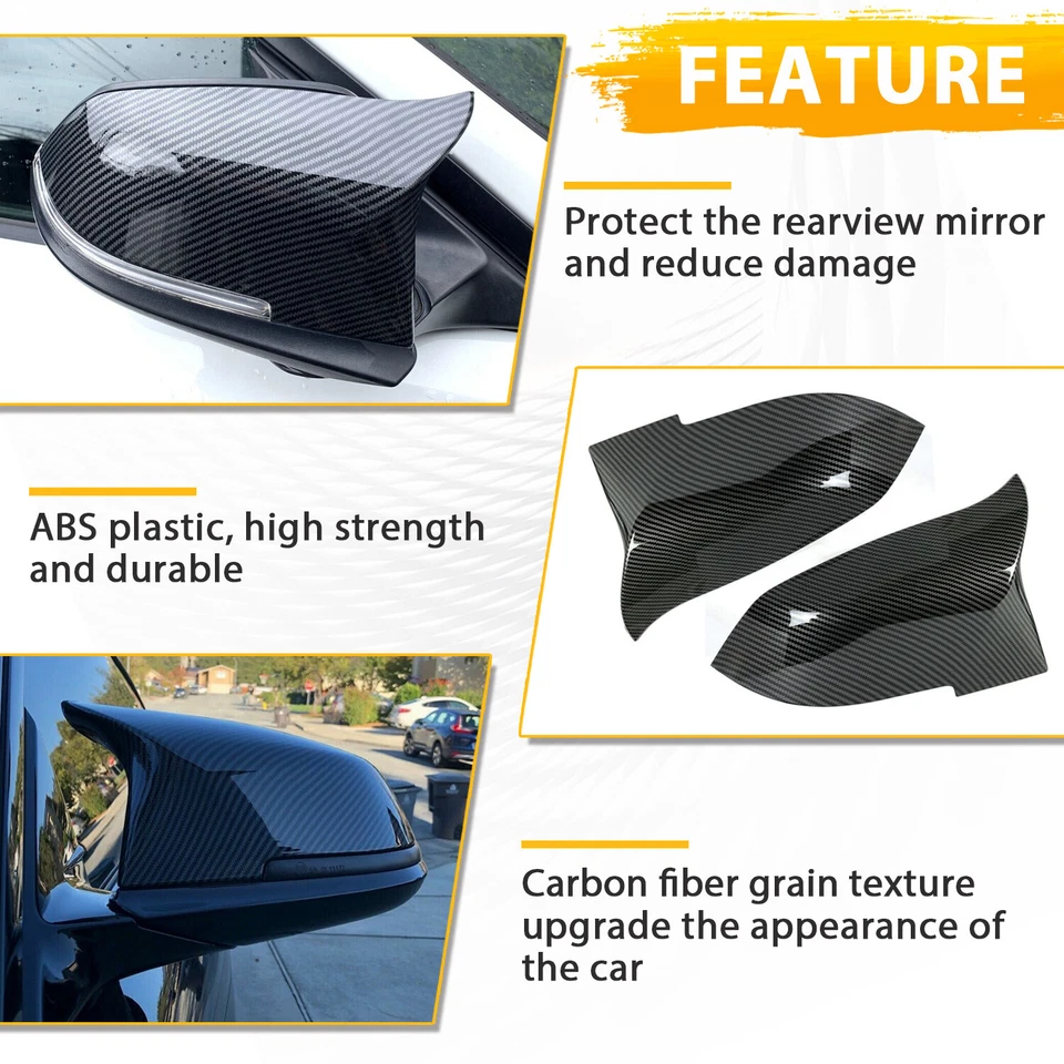 2x Tapa de cubierta de espejo retrovisor lateral de fibra de carbono para BMW Serie 3 M3 F20 F21 F30 F32 320i Foto 2 de 4
