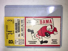 Alabama Football Vs Vanderbilt Game Day Ticket Stub 1978 - RARE