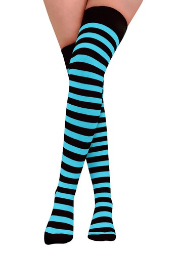 Girls Over The Knee Stripy Stripey Striped Socks Cotton Rich UK Size 4-5.5 - Picture 24 of 104