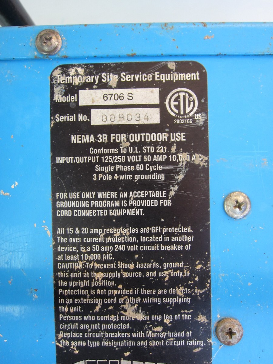 CEP 6706-S 50A 125/250V Temporary Distribution Spider Box, Used | eBay