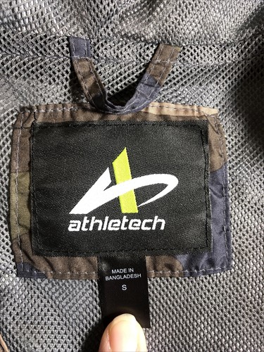 Athletech Mens Light Weight Black & Camouflage Hooded Nylon Jacket Size S - Picture 5 of 12