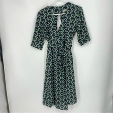 Ethereal by paper crane sz S Wrap Dress Open back Blue‎ green Floral Geometric