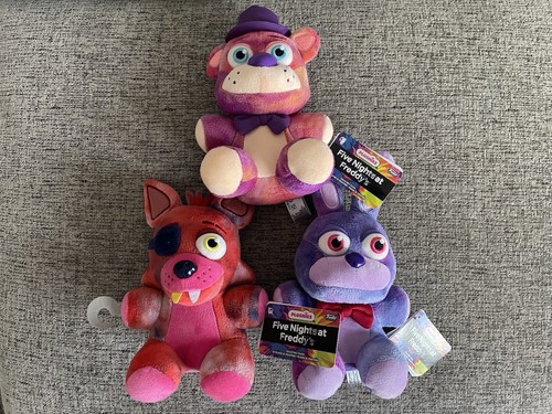 3X FUNKO FIVE NIGHTS AT FREDDY’S TIE DYE FOXY BONNIE FREDDY PLUSH SOFT TOY FNAF - Picture 2 of 3