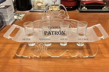 Patron Tequila Acrylic Shot Flight Bee Tray Display - NEW