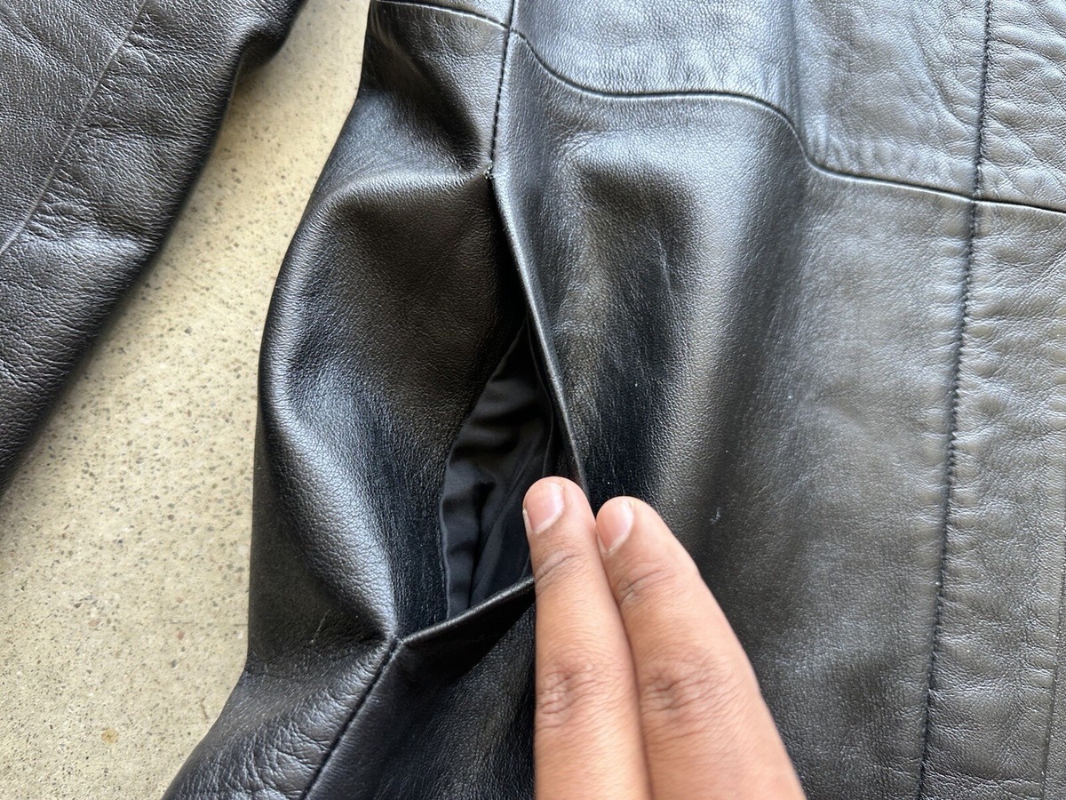 Vintage Alfani Black Lamb Leather Hidden Zip Waxed Acetate Vintage Alfani Black Lamb Leather Hidden Zip Waxed Acetate