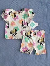 Brand New Disney Cartoon Girls Short Sleeve 2-Piece Pajama Set
