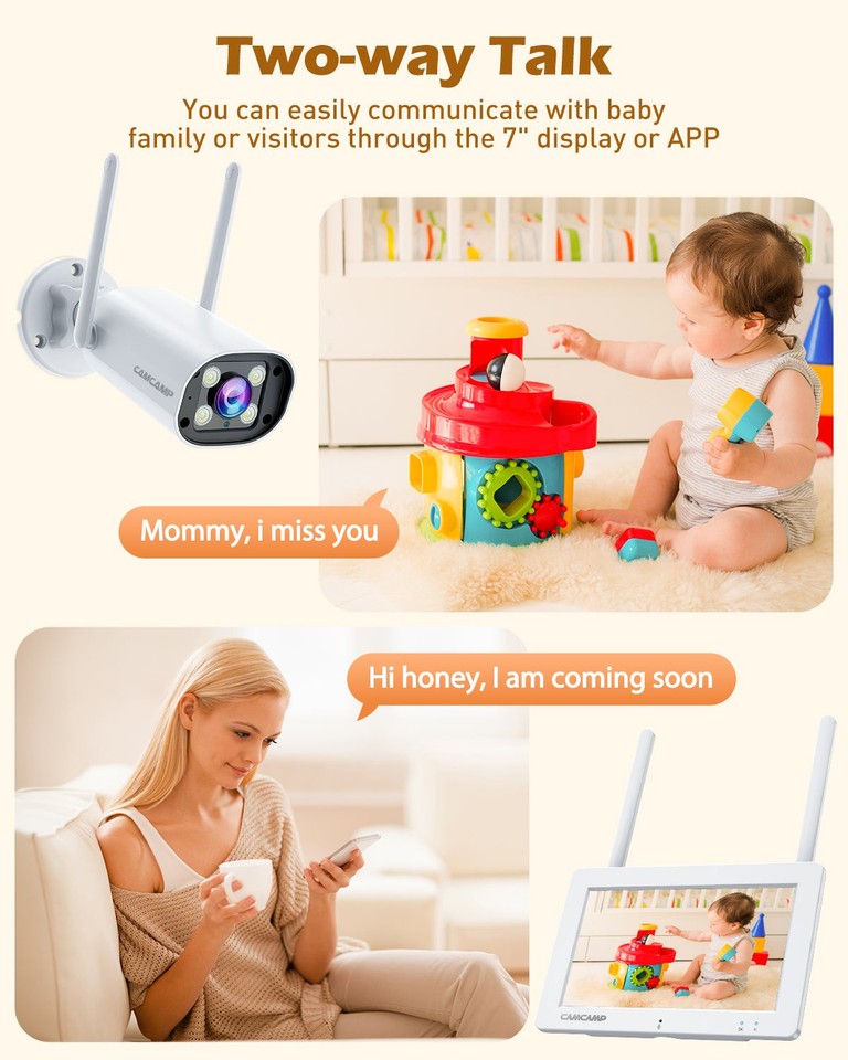 Wireless Security Camera System With Monitor Home Outdoor 2K Wifi IP ...