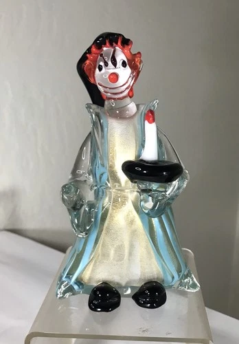VINTAGE MURANO GLASS CLOWN FIGURINE ALFREDO BARBINI NIGHT WALKER