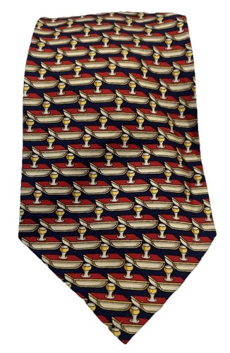 Harrods of London Knightsbridge Men’s Silk Tie 3.75” Red Novelty Made in England