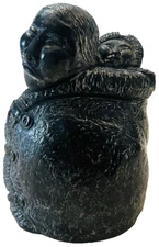 The Wolf Sculptures A Wolf Original-Eskimo Inuit Mother Child Handmade Canada 4"