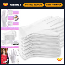 12 Pairs White Cotton Gloves for Eczema, Moisturizing Spa Lotion Gloves for Dry