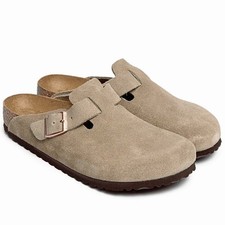 Birkenstock Boston Suede Soft Footbed Women Men Clog Taupe Black Mocha Shoes New