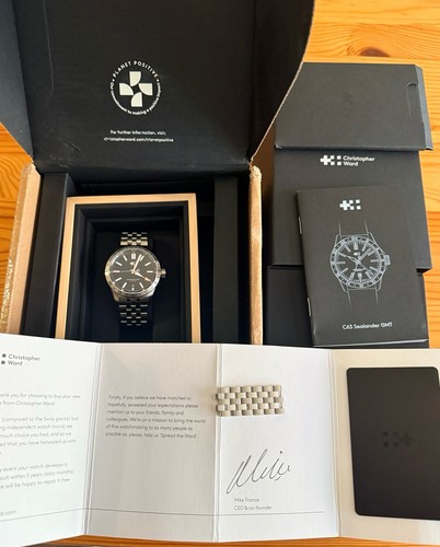 2024 Christopher Ward Sealander C63 GMT Black Dial Automatic Steel 39mm B&P