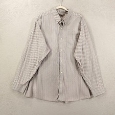 Eddie Bauer Shirt Mens 2XL Gray Blue Plaid Wrinkle Free Relaxed Fit Button Up