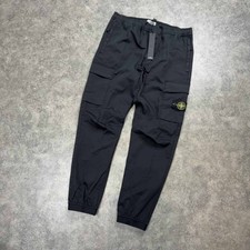 Stone Island Black Regular Fit Elasticated Cargo Trousers RRP £355