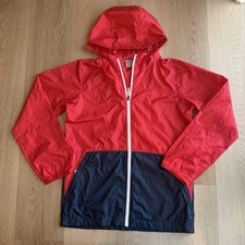 Columbia Kids Hooded Full Zip Colorblock Windbreaker Jacket Red/Blue L