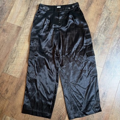 A New Day Target | Black Silky Wide Leg Pleated From Cargo Pants Black 6