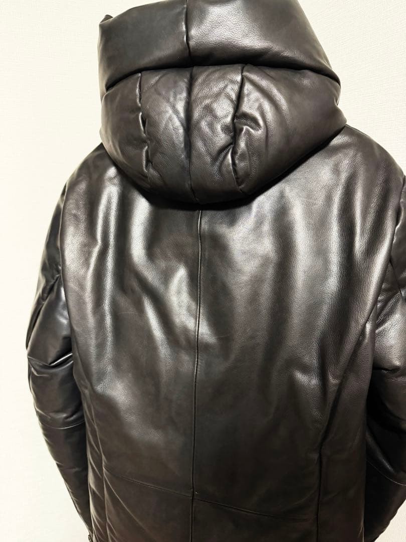 Shellac Sheep Leather Down Jacket with Big Hood, … - image 2