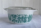 Pyrex Amish Butterprint Turquoise White 474 Casserole With Lid
