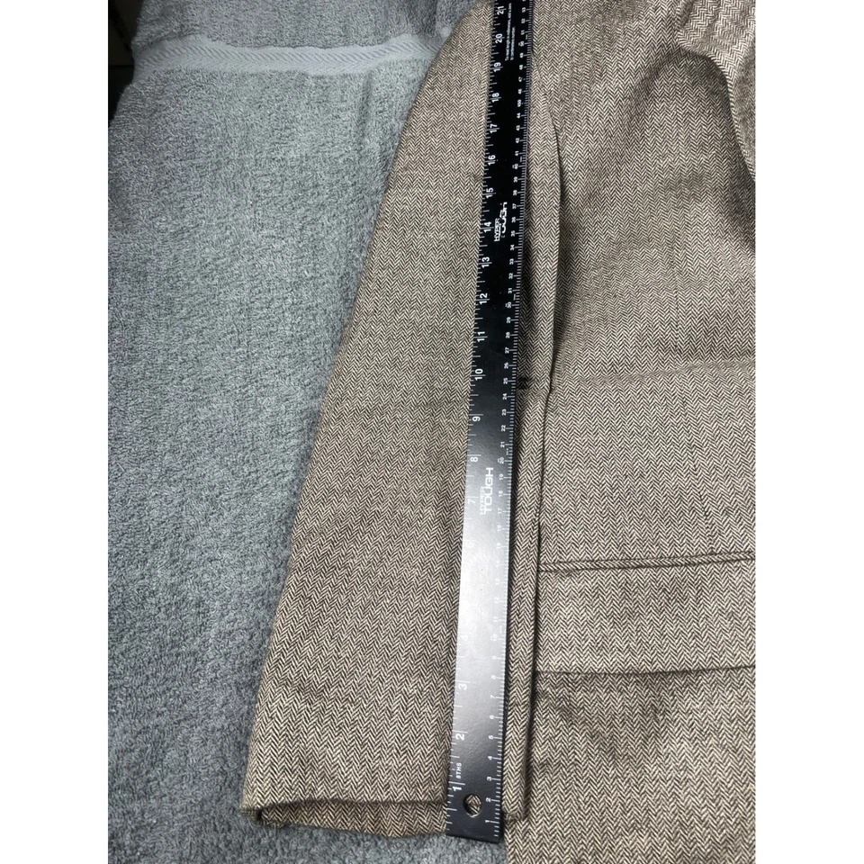 Jos A Bank Men's Wool Blend Herringbone Blazer Sport Coat Jacket Beige Tan XL - Image 3 of 4