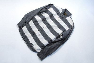 NEIGHBORHOOD L/S Clamp Shirt / Hemd / Grau-Weiß gestreift Size M-L