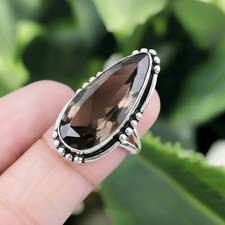 Smokey Quartz Ring 925 Sterling Silver Ring Handmade Gemstone Ring Women's Ring