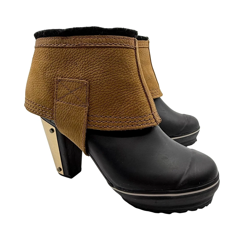 Sorel MEDINA II PLATAFORMA LLUVIA Impermeable Cuero Botines 7 GOMA PATO Foto 2 de 4