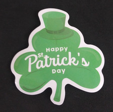 Clover Wearing Hat Happy St. Patrick's Day Sticker 2.5" x 2.38" A 