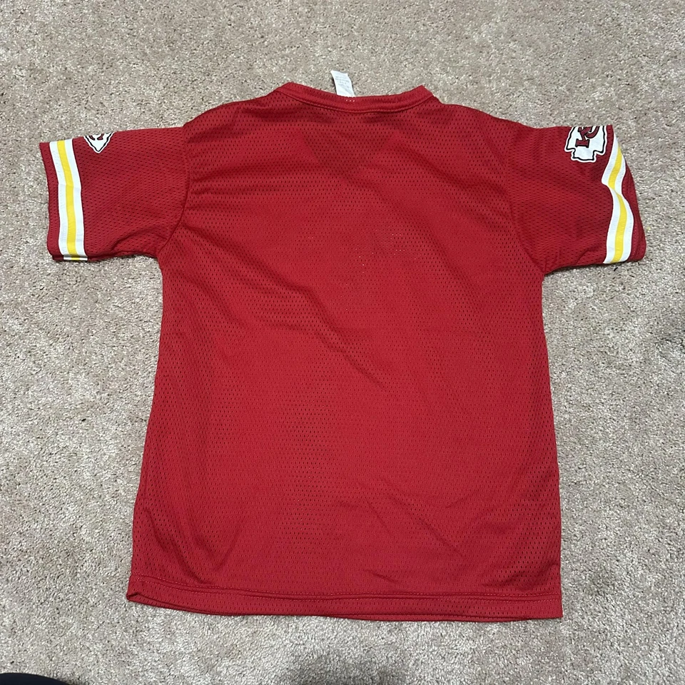 Camiseta Top Camiseta Camiseta Kansas City Chiefs Juvenil Mediana Roja NFL Fútbol Malla Cuello en V Foto 3 de 4
